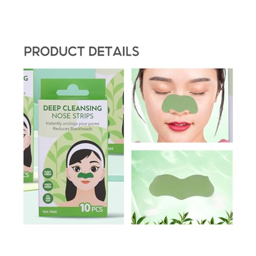 Image of MINISO Nose Strips for Blackheads Remover Whitehead Remover, Deep Cleansing Skin Care Nose Pore Cleanser Strips, Rose+Bamboo Charcoal+Tea Tree, Total 30 Pcs