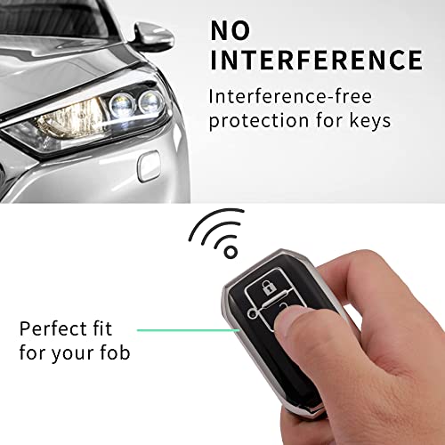 Keyzone TPU Key Cover Combo Compatible for Suzuki Fronx, Jimny, Grand Vitara, Brezza, Swift, Baleno, Ertiga, XL6, Ignis, DZire 2 Button Smart Key (Gold, Silver)