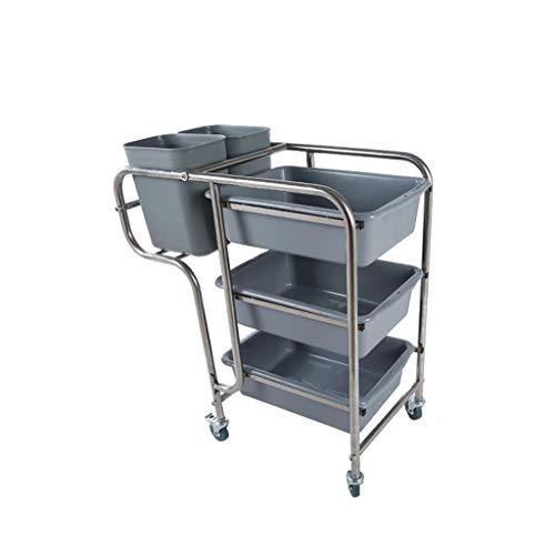 YuanYu Rack - Delivery Car Hotel Restaurant Collection Tableware Car Stainless Steel Trolley Multi-function Mobile shelf trolley (Size : A)