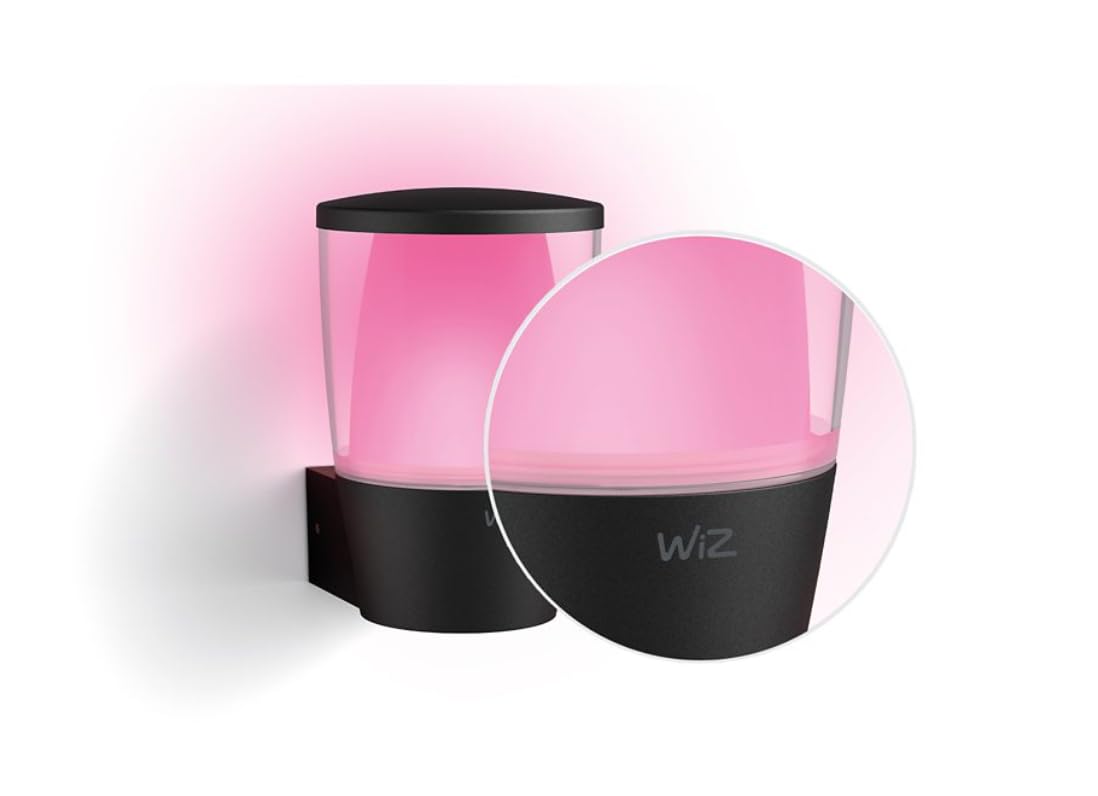 WiZ Lampada da Parete Smart Elpas WiFi, per Esterni, Luce Bianca o Colorata, Dimmerabile, 8.5W, Tecnologia SpaceSense, Controllo Vocale (Alexa, Apple HomeKit, Google Home)