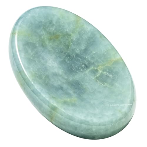 Aguamarina Piedra de preocupación de pulgar de cristal - Cristal natural y piedras curativas