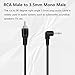 Bolvek 6ft RCA Male to 3.5mm 1/8 inch 90 Degree Right Angle Monaural Mono Male Plug Jack Connector Audio Converter Cable for Pre-Amp Subwoofer Soundbar Speakers