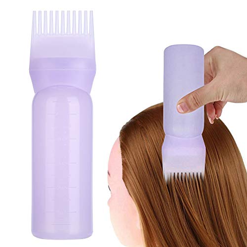 Brosse pour Bouteille de Teinture pour Cheveux, Flacon Applicateur, Outil Applicateur de Peigne D'huile de Couleur de Cheveux avec échelle Graduée (capacité de 160 Ml)(Bleu)