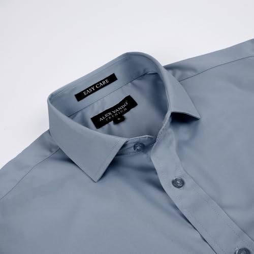 Alex Vando Mens Bamboo Dress Shirts Wrinkle Free Regular Fit Stretch Button Down Shirt