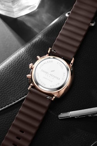 Image of Daniel Hechter Paris Cluny Collection Multifunction Watch for Men with Round Dial, Date Display Function, Quartz Movement and Wavy Pattern Silicon Strap - DHM1019