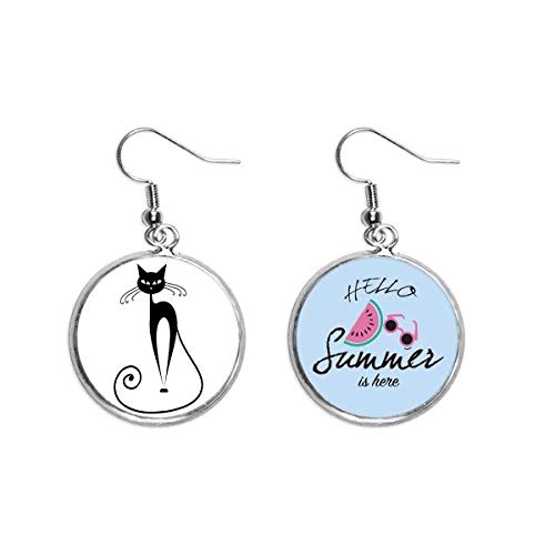 Pendientes de gato negro para verano un toque divertido con diseño de sandía