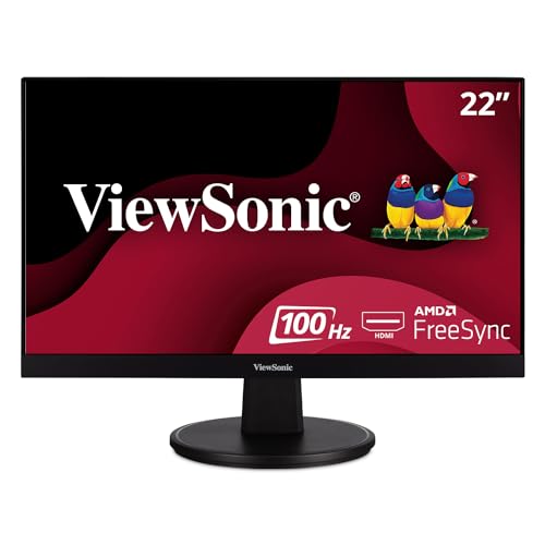 ViewSonic VA2247-MH 22 Inch Full HD 1080p Monitor with Ultra-Thin Bezel, AMD FreeSync, 100 Hz, Eye Care, HDMI, VGA Inputs for Home and Office