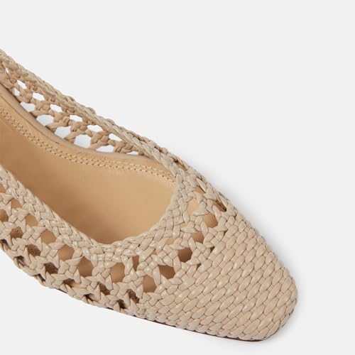 Mesh Slingback for Women Chunky Heels Raffia Square Closed Toe Comfortable Shoes Heeled Pumps Daily Office Work Dress Shoes Nude4