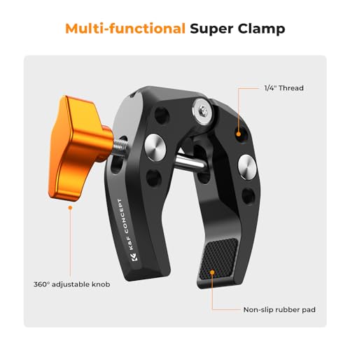 Image of K&F CONCEPT Camera Mount Clamp, Super Crab Clamp with 1 /4 inch Thread Holes