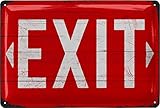 Blechschild EXIT Schild - vintage Kino Schild als Partykeller Deko, Kneipen und Bar Dekoration - retro Metallschild als Geschenk - nostalgie Ausgang Sign in Holz Optik 20x30cm
