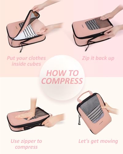 Image of BAGSMART Compression Packing Cubes for Travel, 6 /5 /4set Lightweight Packing Organizers, Summer Travel Essentials Suitcase Organizer Bags Set