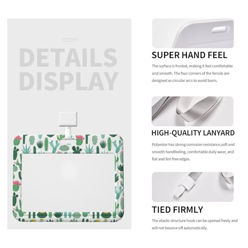 Double-Sided Sliding Cover ID Badge Holder Hard Plastic Case with Clear Window Card Protector Pouch for Office ID Credit Cards Prickly Cactus4