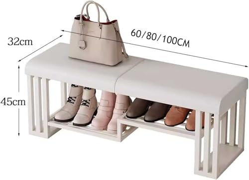 Banc de rangement à chaussures blanc au design épuré en métal rigide - 2