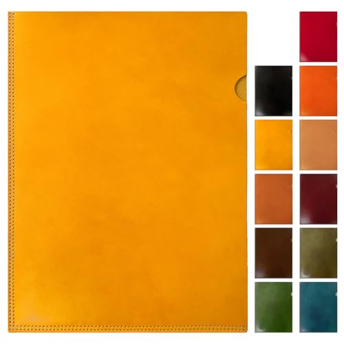 栃木レザー 本革 一回り大きな A4 +3cm 書類入れ A4 ファイル 書類 収納 文具 ビジネスグッズ シンプル A4サイズ ステーショナリー 資料ケース 革 こだわり親父の本革+3cm イエロー