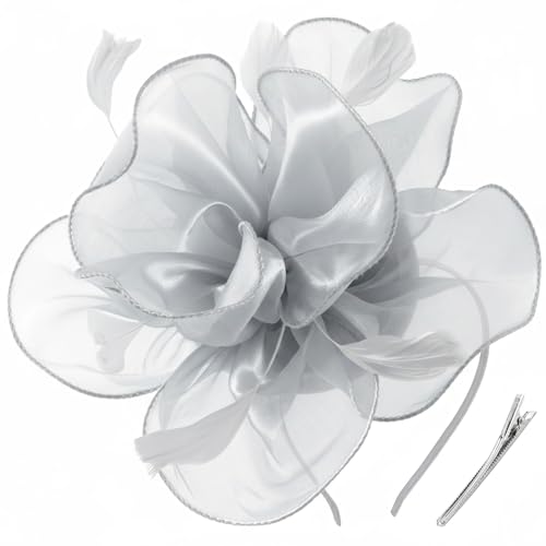 Image of DRESHOW Fascinators Hat Tea Party Headwear Ribbons Feathers on a Headband and a Clip for Women