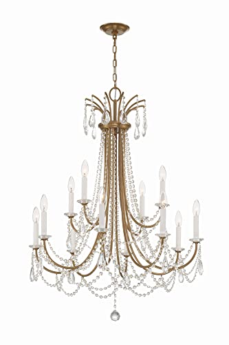 Crystorama Karrington 12 Light Aged Brass Chandelier