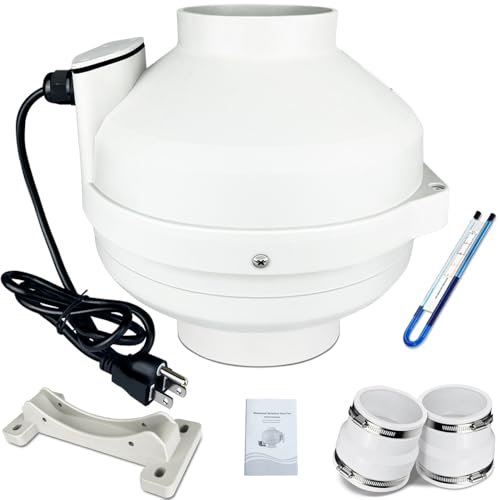 Rysmirs 4 to 3 inch Radon Mitigation System Kit - 2 Speed Radon Fan 240CFM | 168CFM with Rubber Couplings and Air Pressure Indicator Quiet and Energy Efficient Fits 3 Piping