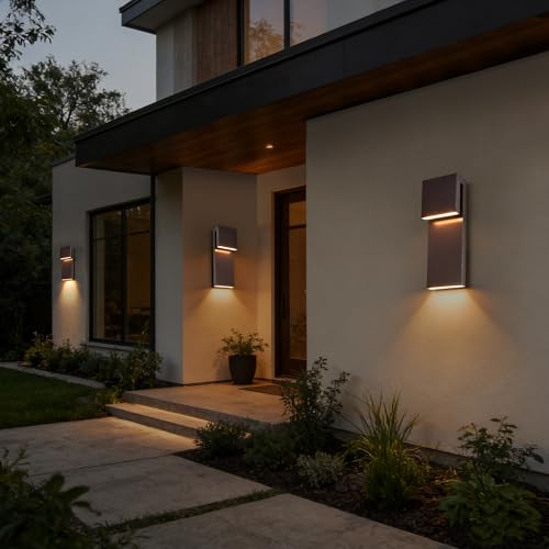 Image of Tarentlight Outdoor Light Fixtures Wall Mount Set of Two, Dusk to Dawn Patio Wall Lamp, Bronze Exterior Lighting Fixtures for Porch, Patio, Backyard, Garage - Waterproof Front Porch Lights