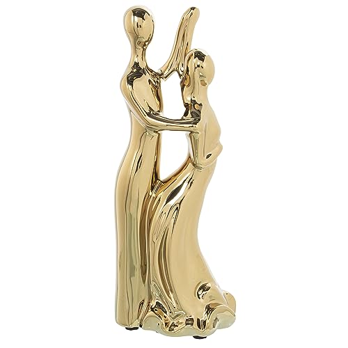 Figurine abstraite danseurs céramique or DRW 12x8x31 cm statue moderne - 2