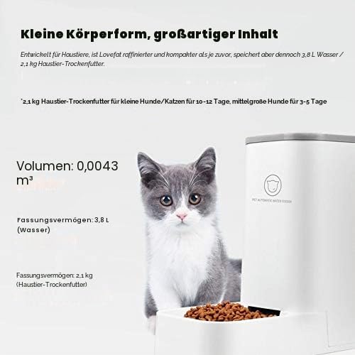Futter-/Wasserspender, automatischer Brunnen, 3,8 Stück, Futter für Hunde/Katze/Zubehör, Futternapf für Haustiere, BPA-frei