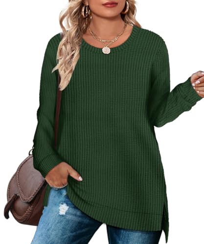 RITERA Plus Size Tops for Women Solid Color Green...