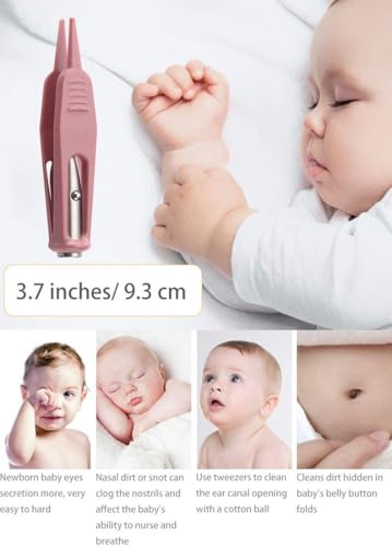 Image of Infant Nose Cleaning Tweezer with LED Light Round-Head Safe and Effective Clip Care Ear Nose Navel Clean Tool Nipper Plier Pincet Forceps for Relieves Stuffy Nose