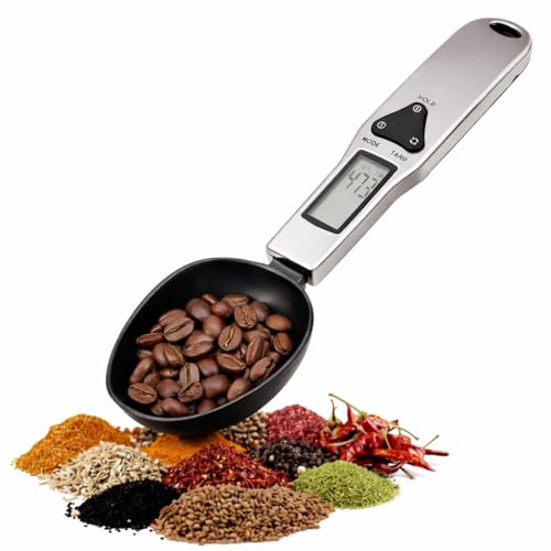 Colher Balança Digital de Precisão 0,1g a 500g Display LCD com Função Tara em Aço Inox – Ideal para Cozinha, Café, Especiarias e Ração – Desligamento Automático e Alta Precisão
