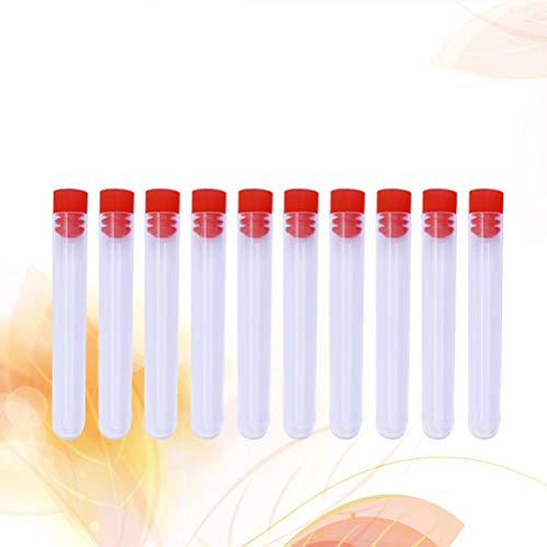 Heallily Sewing Needles Tube Clear Plastic Storage Empty Tubes Beads Container Organizers Bottles With Red Plug 10 Pcs #TOP2