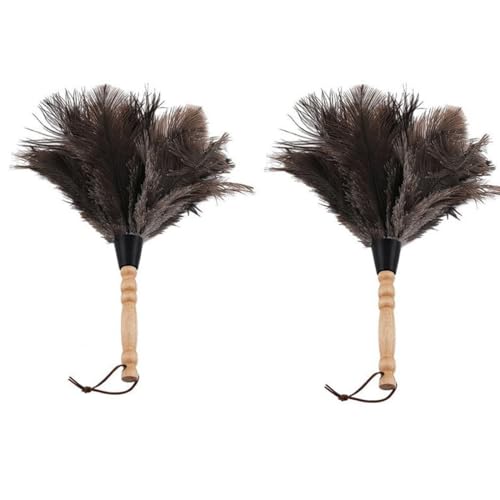 Plumero De Plumas De Avestruz, Mango De Madera, Plumas Naturales Auténticas Y Esponjosas, para La Limpieza del Hogar, El Coche Y La Oficina