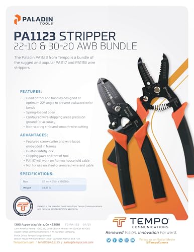 Image of Paladin Tools PA1123 Wire Stripper Bundle, 22-10 AWG and 30-20 AWG (Formerly Greenlee Communications) (Color may vary)