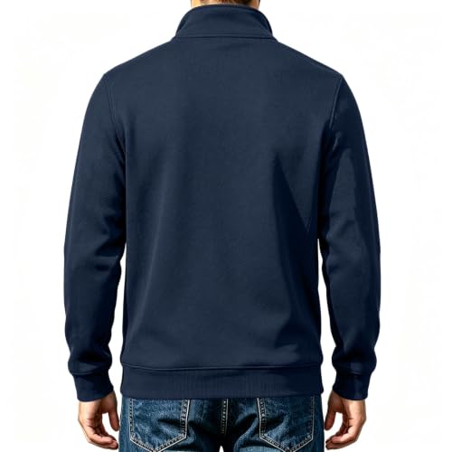 Elneeya Mens Long Sleeve Shirts Fleece Textured Retro Quarter Zip Pullover - image 3
