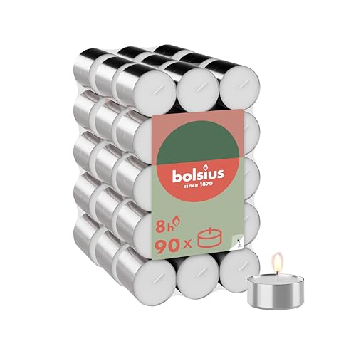 Bolsius Lot de 90 Bougies Chauffe-Plat, 8h, Blanc