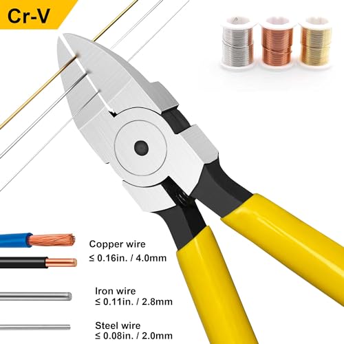 Hanpex Wire Cutters Set, Ultra Sharp Small Side Cutter Clippers with Spring Loaded, Flush Cutting Pliers, Diagonal Cutting Plier for Jewelry Making, Crafting, Electrical, 6\" and 7\" - 2 Pack