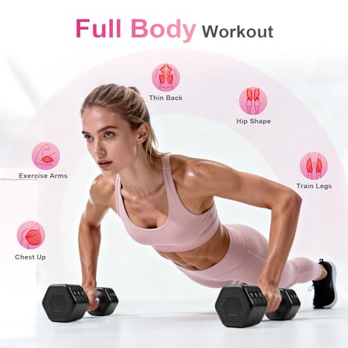 Image of 20LBS Adjustable Dumbbells Set, 4 in 1 Free Weights Dumbbells Set, 4lb 6lb 8lb 10lb with Metal Non Slip Handle, Quick Change Women /Men Dumbbell Set for Home Gym Exercise Training