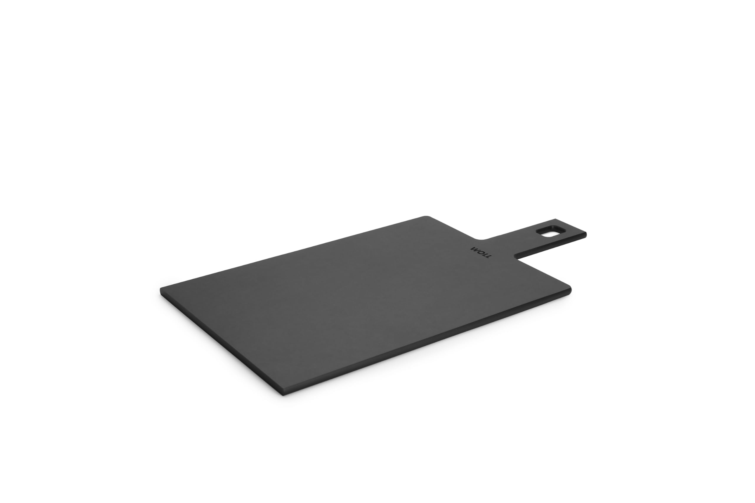 WOLL – Planche à découper Cut & Serve 44 x 23 cm avec poignée – composite papier certifié FSC – sans BPA ni COV – résistante à la chaleur – compatible lave-vaisselle, noir mat