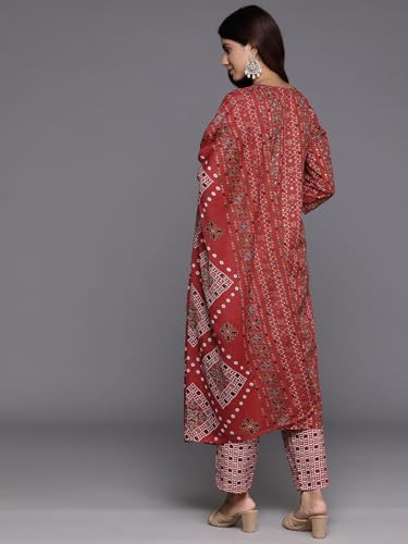 Image of Varanga Women's Festive Kurta Sets | Vibrant Comfort Straight Printed Kurta Sets | Soft Cotton Blend With Dupatta