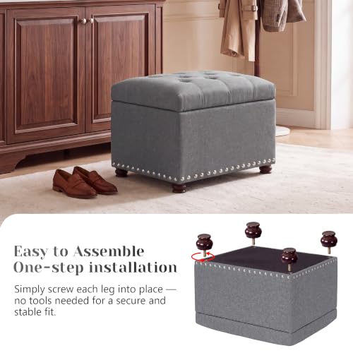 Image of Joveco 24 inch Ottoman with Storage,Fabric Tufted Storage Ottoman with Legs