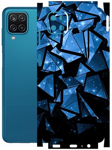 Image of AtOdds - Full Body Back Screen Guard Protector Film - Lamination Wrap Skin Sticker Compatible with Samsung Galaxy M12 | Scratchproof Matte Finish (Blue Crystals)