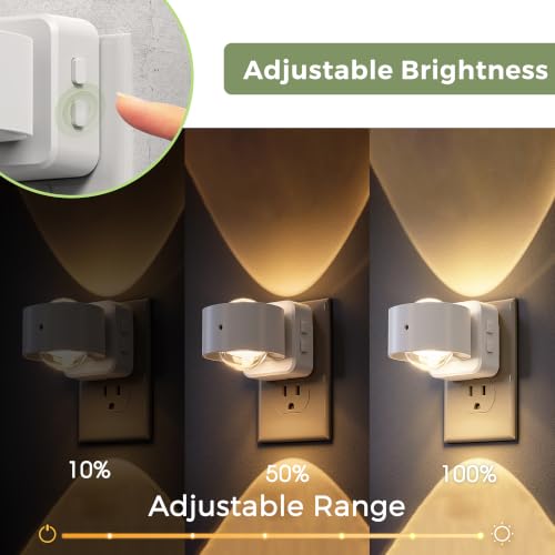 Image of L LOHAS LED Night Light Projector, Night Lights Plug into Wall, 2000K /3000K /5000K Adjustable Color Temperature Nightlight, Rotating White Nightlight with Light Sensor for Bathroom, Hallway, 1 Pack