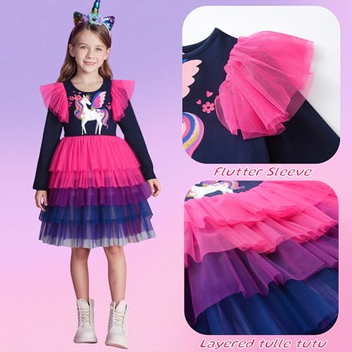 DXTON Toddler Girls Dress Long Sleeve Tutu Winter Birthday Party Dress for Little Girl 3-8T3