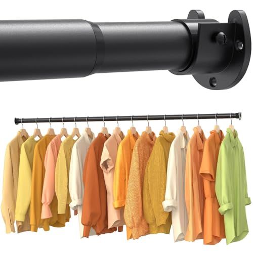 JWJK Adjustable Wardrobe Rail 43103 cm Heavy Duty 3.3 cm Metal Clothes Rail with Fittings Black Closet Rod for Wardrobes Laundry Room & RV