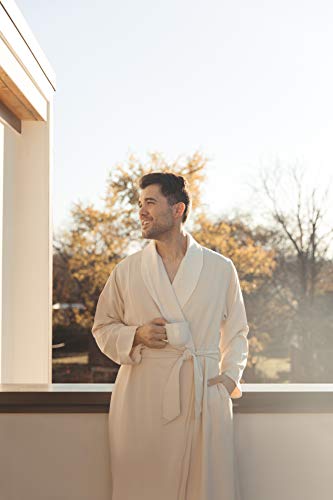 Telegraph Hill - Double Layer Twill Robe | Soft Microfiber Spa Bathrobe (Large, Natural)4
