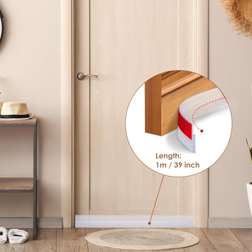 Image of Silicon Bottom Sealing Strip Rubber | Under Gap Filler Strip Rubber | Door Gap Sealing Strip | Sealer from Cockroach, Insect, Bugs, Door Seal Strip Air & Dust 39 Inch. (Transparent)