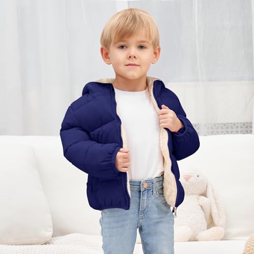 Image of Toddler Boys Girls Thicken Winter Coat Baby Fleece Warm Cute Bear Ear Hooded Jacket Clothes 2024