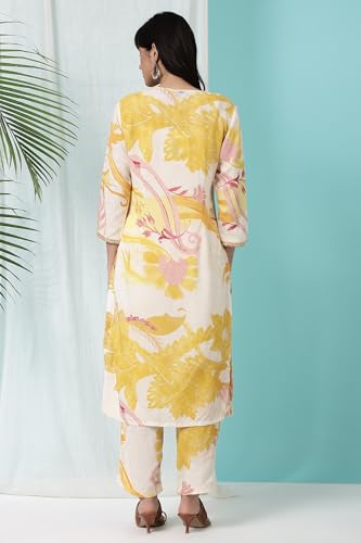 Image of W for Woman Orange Abstract Printed Tiered Spaghetti Kurta and Leggings Set with Dupatta