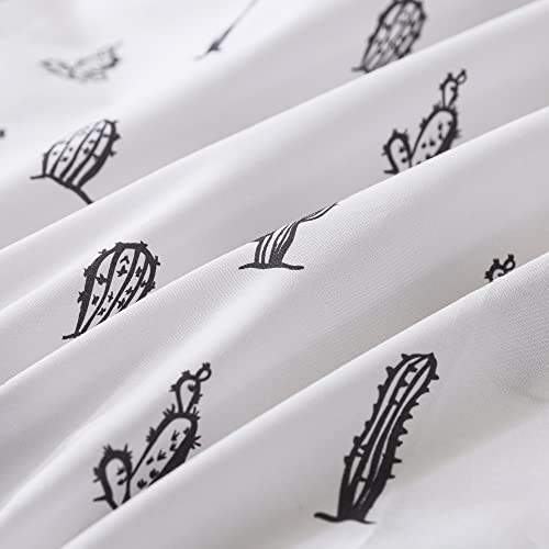 Soul & Lane X Leanna Laming Desert Dream Cactus Sheet Set (Twin Fitted Sheet, Flat Sheet, 1 Pillowcase): Cotton Twin Size Sheet, White And Gray Sheets For Twin Bed, Reversible Print Twin Sheets Set #TOP3