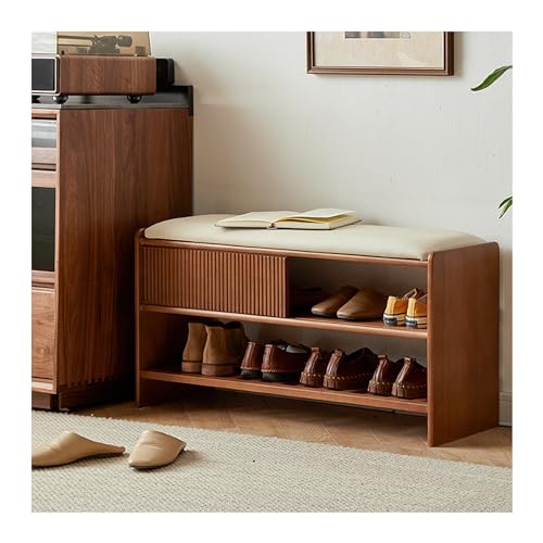 Banc à chaussures d'entrée au design élégant marron avec assise