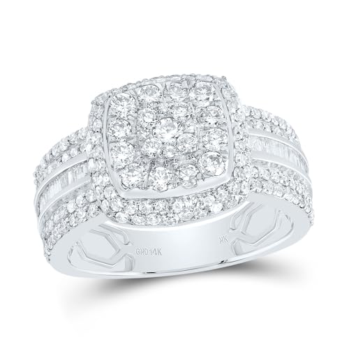 Jewels By Lux 10kt White Gold 1 1/3 Cttw Diamond Fashion Cushion Wedding Engagement Anniversary Ring, Women Size 6