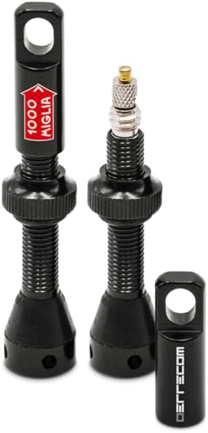 Errecom 1000 Miles Tubeless Bike Valves 40 mm, Presta Valve Compatible, Set of 2 Pieces, Valve Core Removal Tool Included