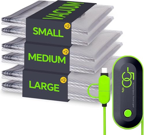 Vacbird Vacuum Storage Bags, Reusable Space Saver Bags with Electric Air Pump for Travel and Home, 6 pack